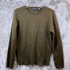 Wainscott Womens Olive Green Lambswool Blend Crewneck Knit Sweater Size M